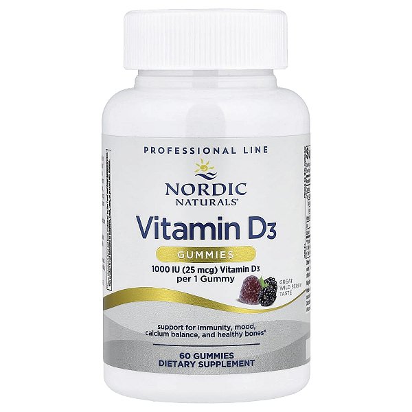 Nordic Naturals - Suplemento de Vitamina D3 1000 UI Frutos Silvestres 60 Gomas