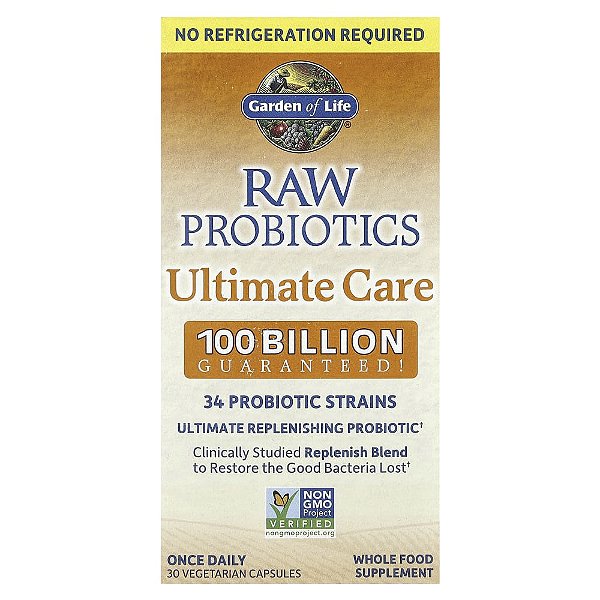 Garden of Life - Probiótico de Alta Potência RAW Probiotics Ultimate Care 30 Cápsulas