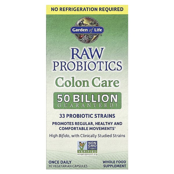 Garden of Life - Probiótico para Saúde do Cólon RAW Probiotics Colon Care 30 Cápsulas