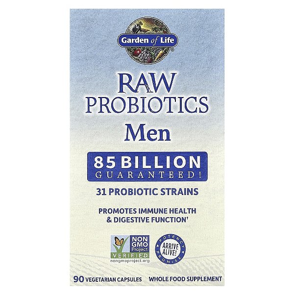 Garden of Life - Probiótico Masculino RAW Probiotics Men 85 Bilhões 90 Cápsulas