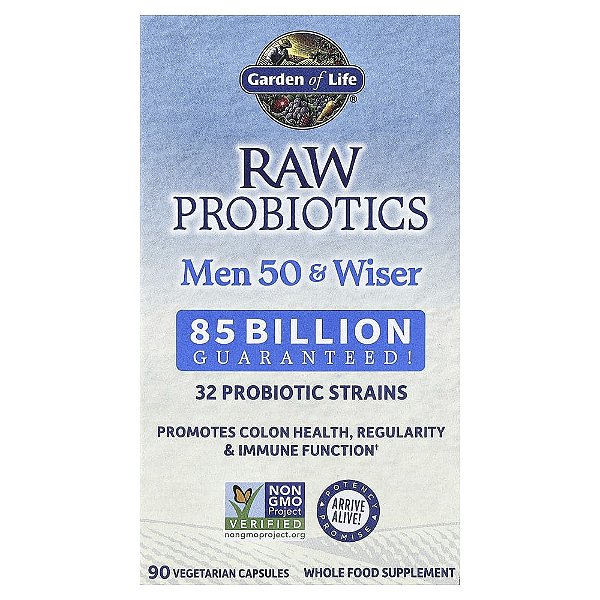 Garden of Life - Probiótico Masculino 50+ RAW Probiotics Men 50 & Wiser 90 Cápsulas