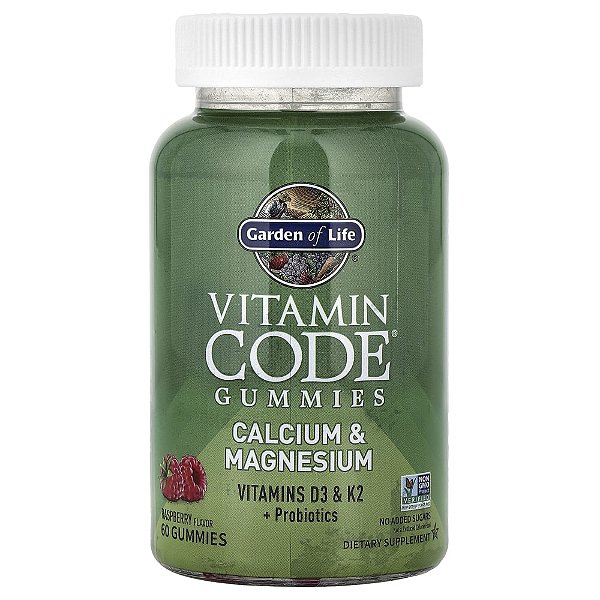 Garden of Life - Suplemento de Cálcio e Magnésio em Gomas Vitamin Code Framboesa 60 Gomas