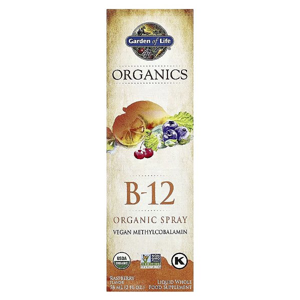 Garden of Life - Suplemento de Vitamina B12 Orgânica em Spray mykind Organics Framboesa 58 ml