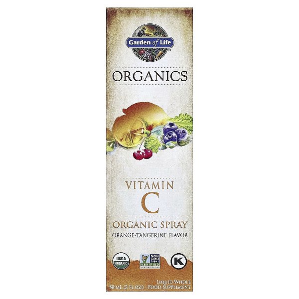 Garden of Life - Suplemento de Vitamina C Orgânica em Spray mykind Organics Laranja e Tangerina 58 ml
