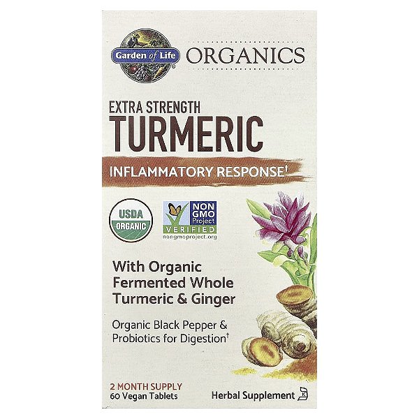 Garden of Life - Extrato de Cúrcuma Orgânica mykind Organics Turmeric Inflammatory Response 60 Comprimidos