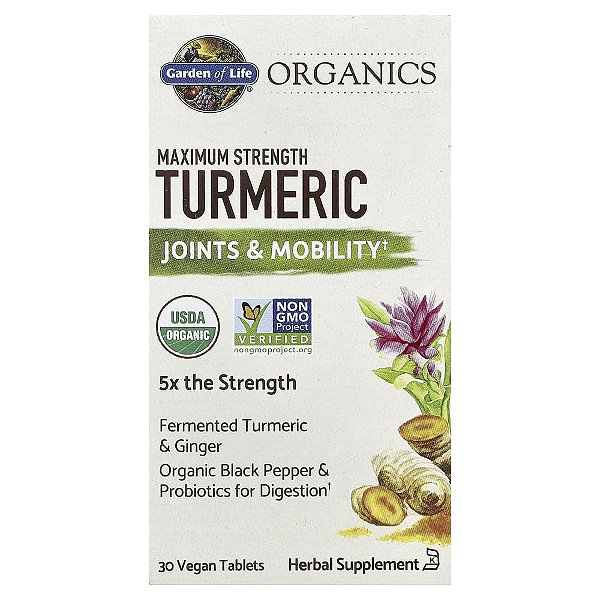 Garden of Life - Extrato de Cúrcuma de Potência Máxima mykind Organics Extra Strength Turmeric 30 Comprimidos