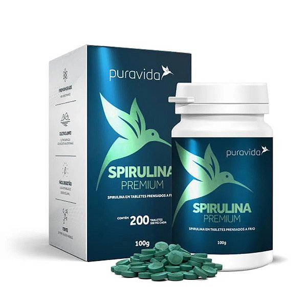Spirulina orgânica 200 Tabletes - Puravida