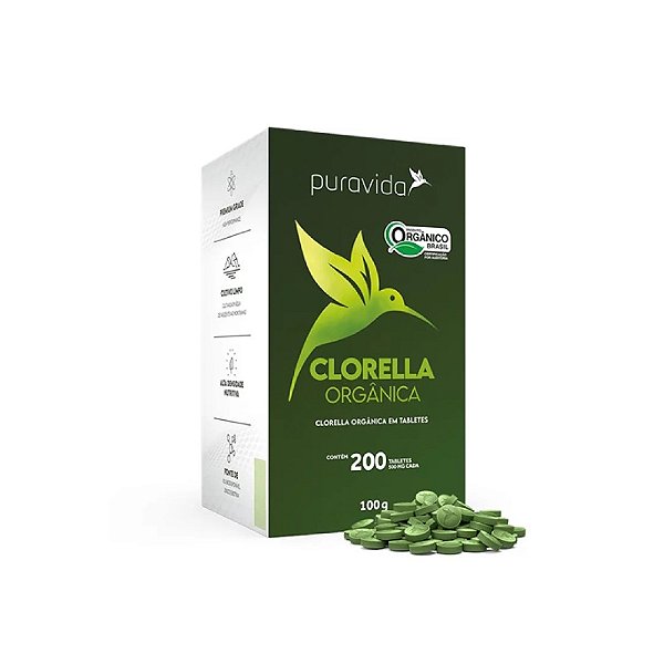 Clorella Orgânica 200 Tabletes – Puravida