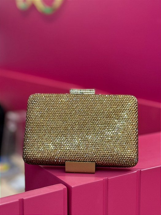 BOLSA MINU DOURADA QUADRADA FINA