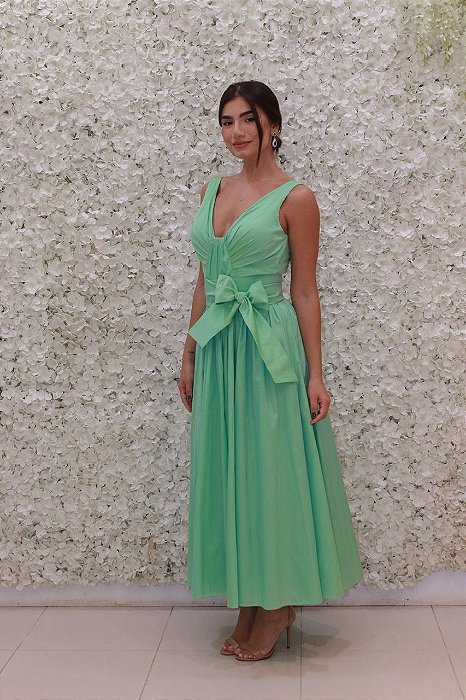 VESTIDO FÁTIMA SCOFIELD MIDI VERDE CANDY MINT CINTILANTE
