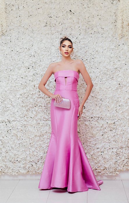 VESTIDO ROSA CHICLETE SEREIA TOMARA QUE CAIA