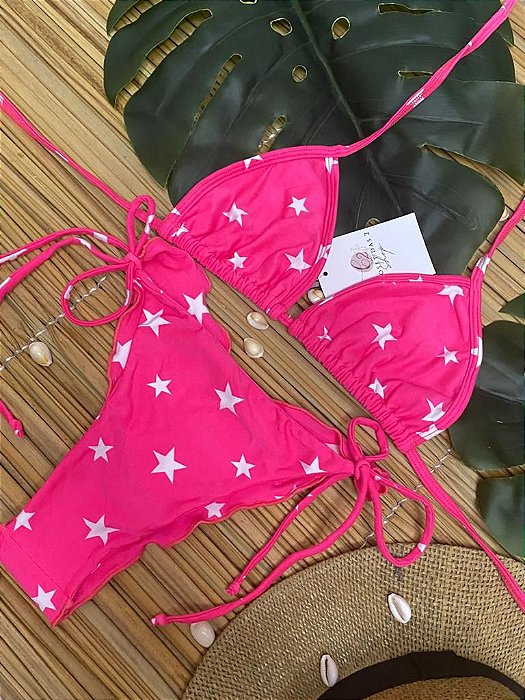 BIQUÍNI PSS CORTININHA PINK DE ESTRELAS