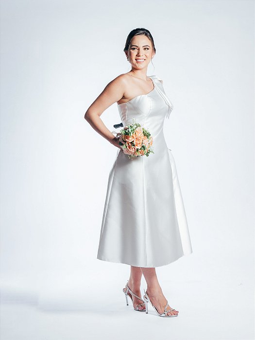 VESTIDO MIDI OMBRO UNICO LAÇO