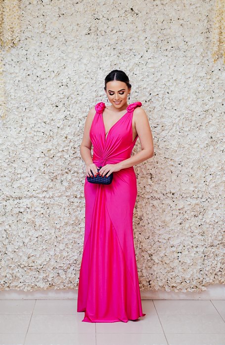 VESTIDO UNITY SEVEN PINK  REGATA COM DETALHE DE NÓ NO OMBRO