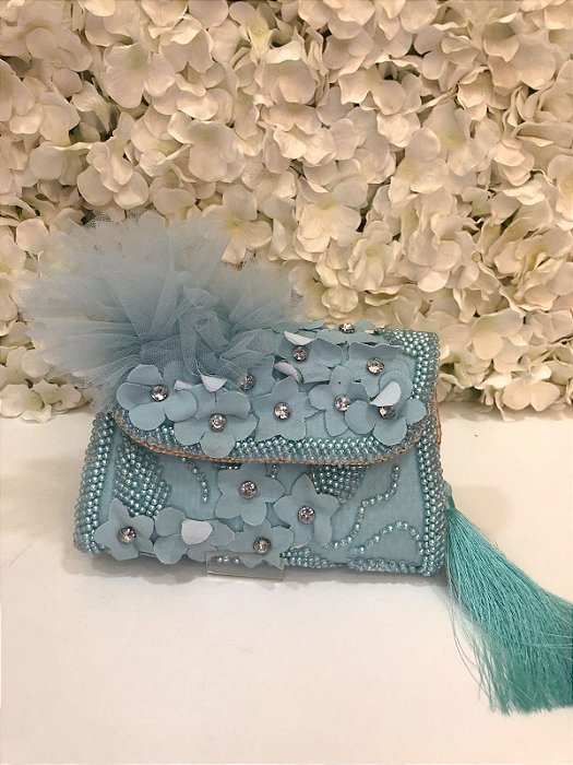 BOLSA MARIE PLUMAS AZUL ACQUA