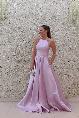 VESTIDO LAVANDA PRINCESA COM CINTO BORDADO