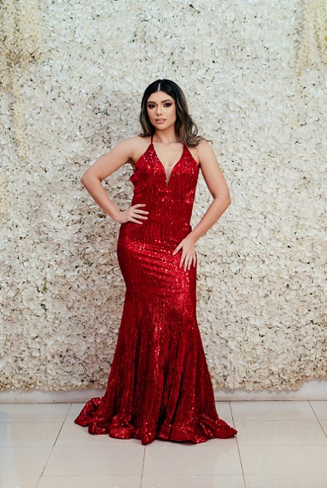 VESTIDO NY VERMELHO EM PAETE SEREIA COSTA NUA