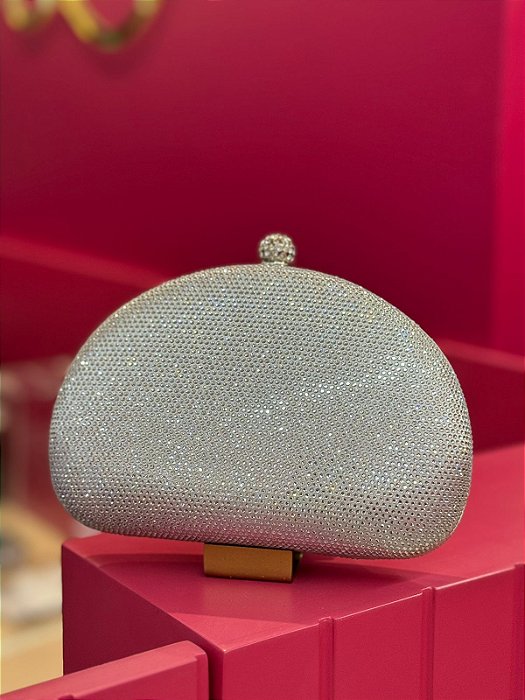 BOLSA PRATA SEMI BOLA MINI STRASS