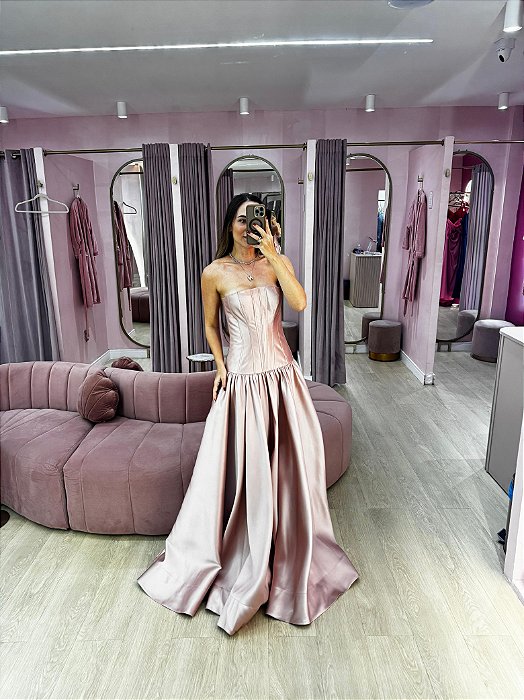 VESTIDO ROSA CHÁ ZIBELINE CINTURA BAIXA