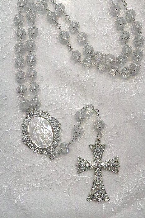 TERÇO PRATA MEDALHA SAGRADO CORAÇAO DE JESUS