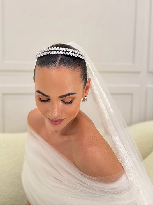 TIARA LIA ZIRCÔNIA DUPLA PRATEADA