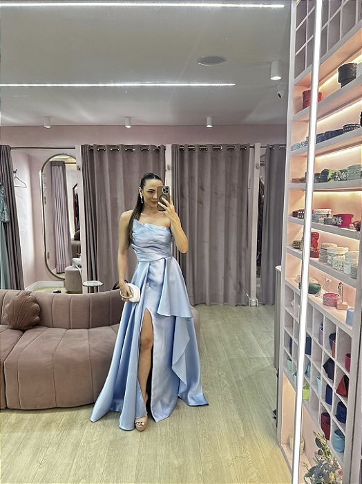 VESTIDO ZIBELINE TOMARA QUE CAIA AZUL BEBÊ/ SERENITY SAIA PRINCESA