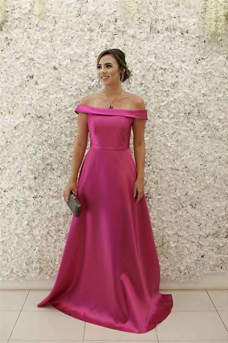 BAZAR VESTIDO ZIBELINE LISO PINK F CSIA OMBRO A OMBRO PRINCESA