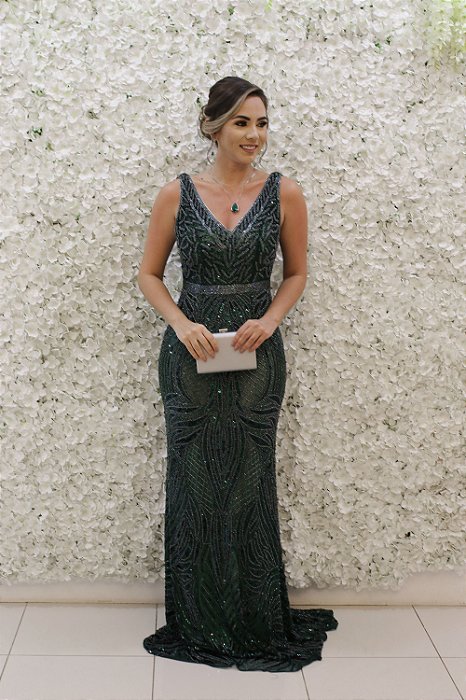 VESTIDO VERDE NY COM DECOTE EM V NAS COSTAS