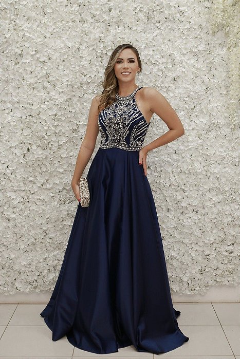 VESTIDO AZUL PRINCESA EM PEDRARIA
