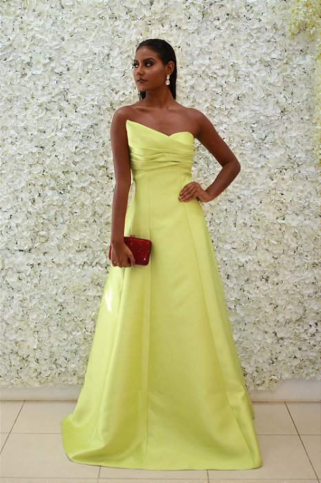 VESTIDO VERDE PRINCESA COM BUSTO DRAPEADO