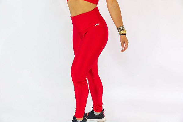Calça Legging Vermelha Cirrê / Cintura Alta