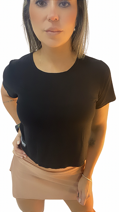 Camiseta Cropped Preta Glamour