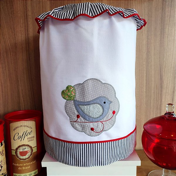 CAPA GALÃO 10 LITROS – BIRD CINZA, 27cm x 25cm.