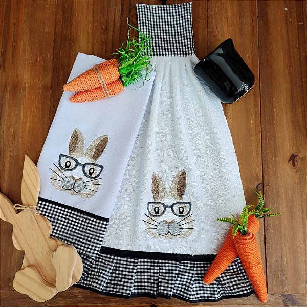 JOGO BATE MÃO E PANO DE PRATO PÁSCOA - XADREZ