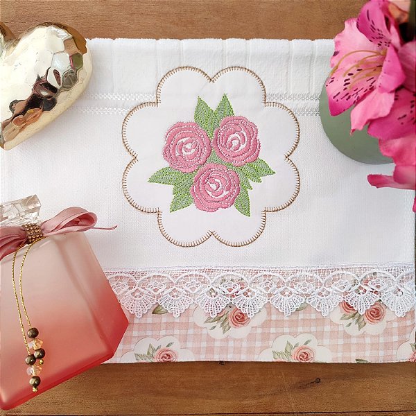 AMORE - TOALHA DE LAVABO ROSAS