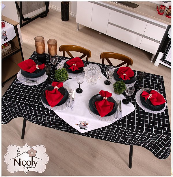 Toalha de Mesa Para 6 Cadeiras  – Cozinheiro, 2,00m x 1,40cm.