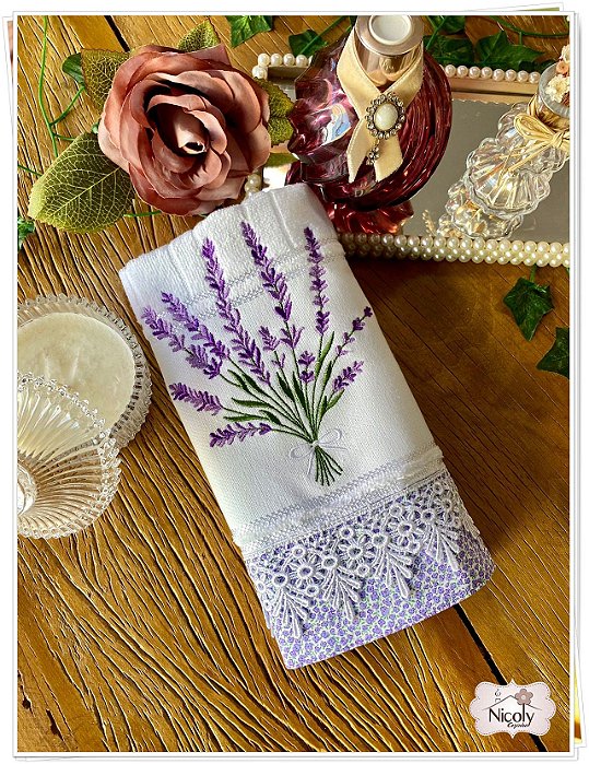 TOALHA DE LAVABO AVULSO BORDADO - LAVANDA, 30CM X 45CM