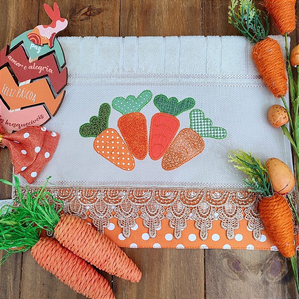 PÁSCOA - TOALHA DE LAVABO AVULSO CENOURAS 02