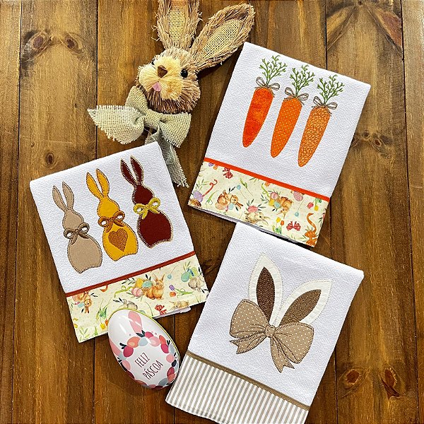 KIT 3 PANOS DE PRATO PÁSCOA - TRIO