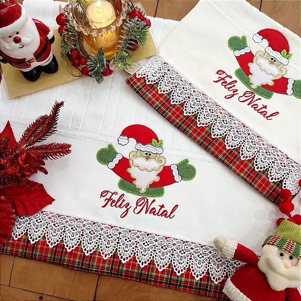 NATAL - KIT ROSTO E LAVABO BORDADO, NOEL ABRAÇO