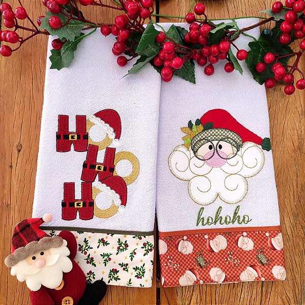 Natal KIT 2 PANOS DE PRATO – Noel 03, 65cm x 44cm.