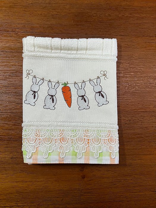 KIT TOALHA LAVABO 3 PEÇAS PÁSCOA - VARAL CENOURA.