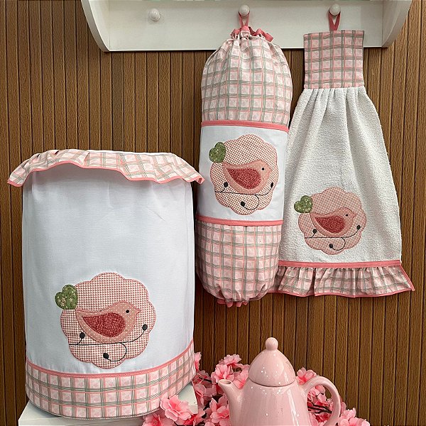 KIT BATE MÃO, PUXA SACO E GALÃO - BIRD ROSA