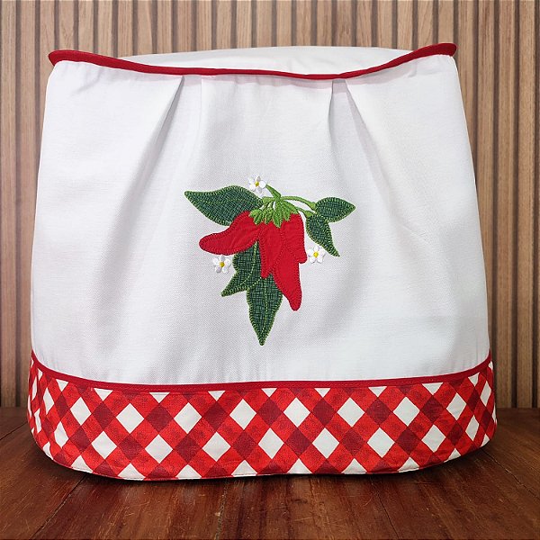 CAPA DE BATEDEIRA - PIMENTA XADREZ, 63CM X 38CM.