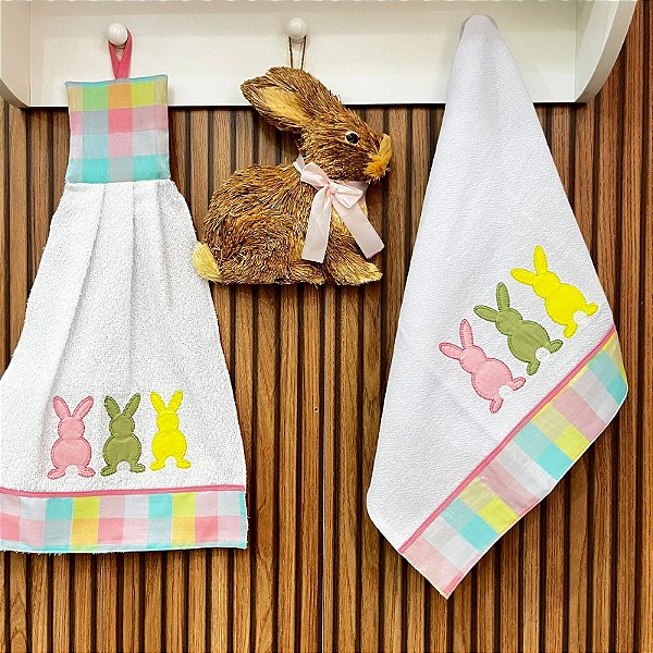 JOGO BATE MÃO E PANO DE PRATO PÁSCOA - COLORS