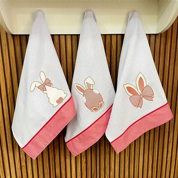 KIT 3 PANO DE PRATO – ROSA, 65CM X 44CM