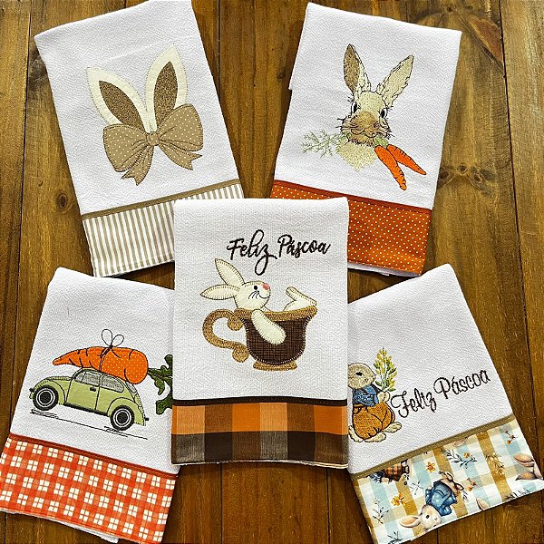 KIT 5 PANOS DE PRATO PÁSCOA - KIT ESPECIAL