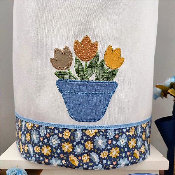 CAPA DE BATEDEIRA - TULIPA AZUL, 63CM X 38CM.