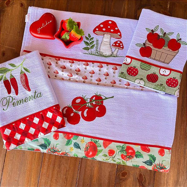 Kit 4 Pano de Prato – RED, 65cm x 44cm.