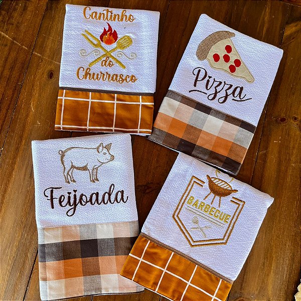 Kit 4 Pano de Prato – COZINHA ENCANTADA, 65cm x 44cm.
